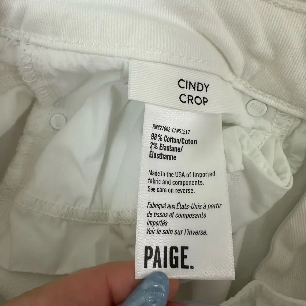 Paige Cindy High Rise Straight Leg Crop White Stretch Jean Minimalist Chic - Picture 9 of 10